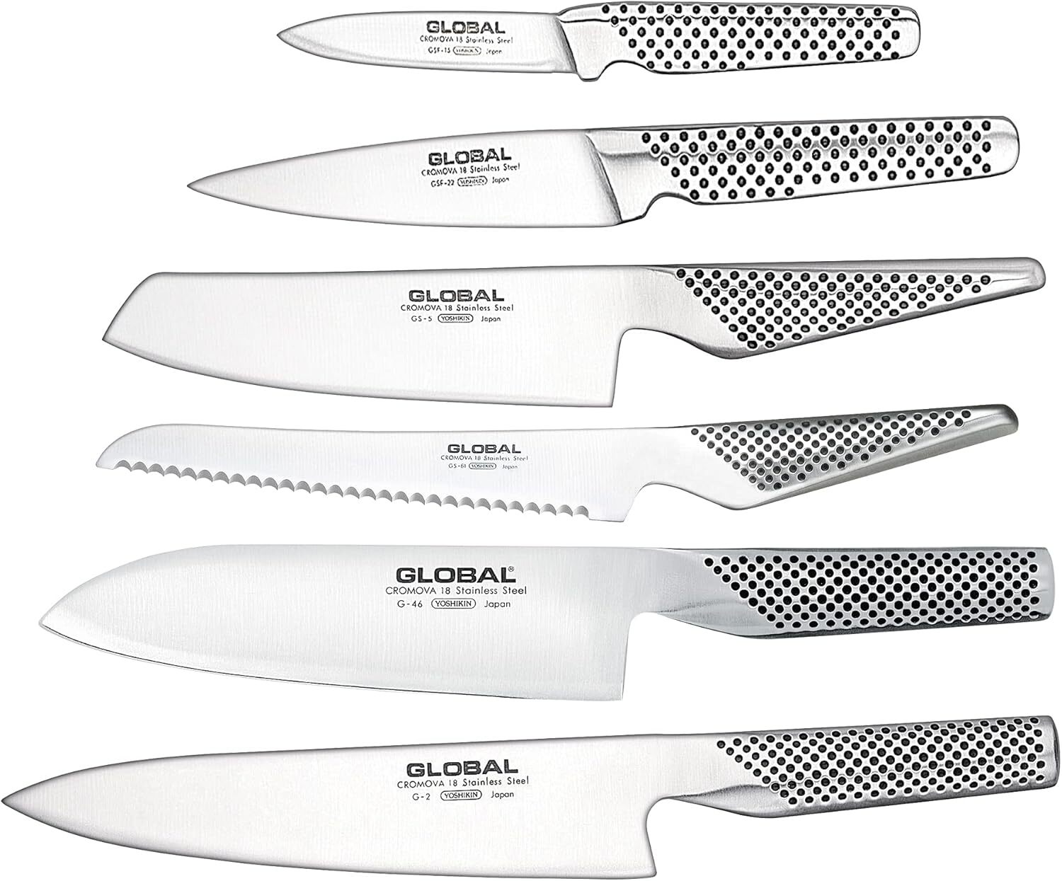 Global Zeitaku 7-Piece Japanese Knife Block Set Made in Japan in Black V563-79599