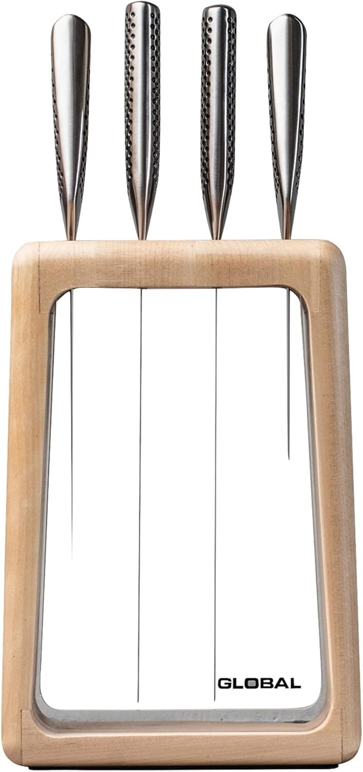 Global Hashira 5-Piece Japanese Knife Block Set Maple Stainless Steel - Made in Japan V563-79670