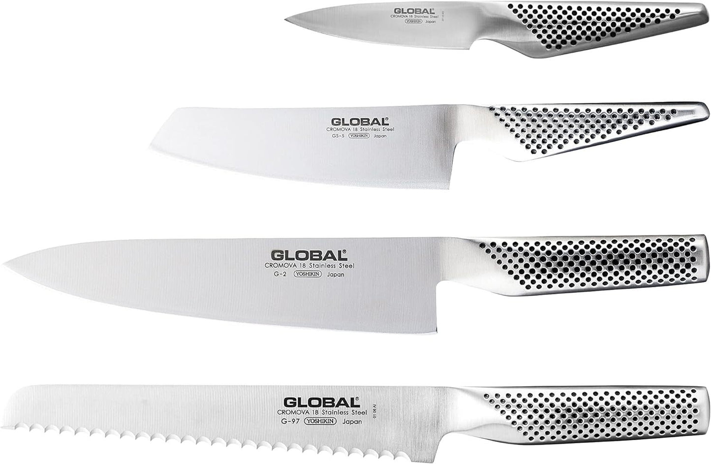 Global Hashira 5-Piece Japanese Knife Block Set Maple Stainless Steel - Made in Japan V563-79670