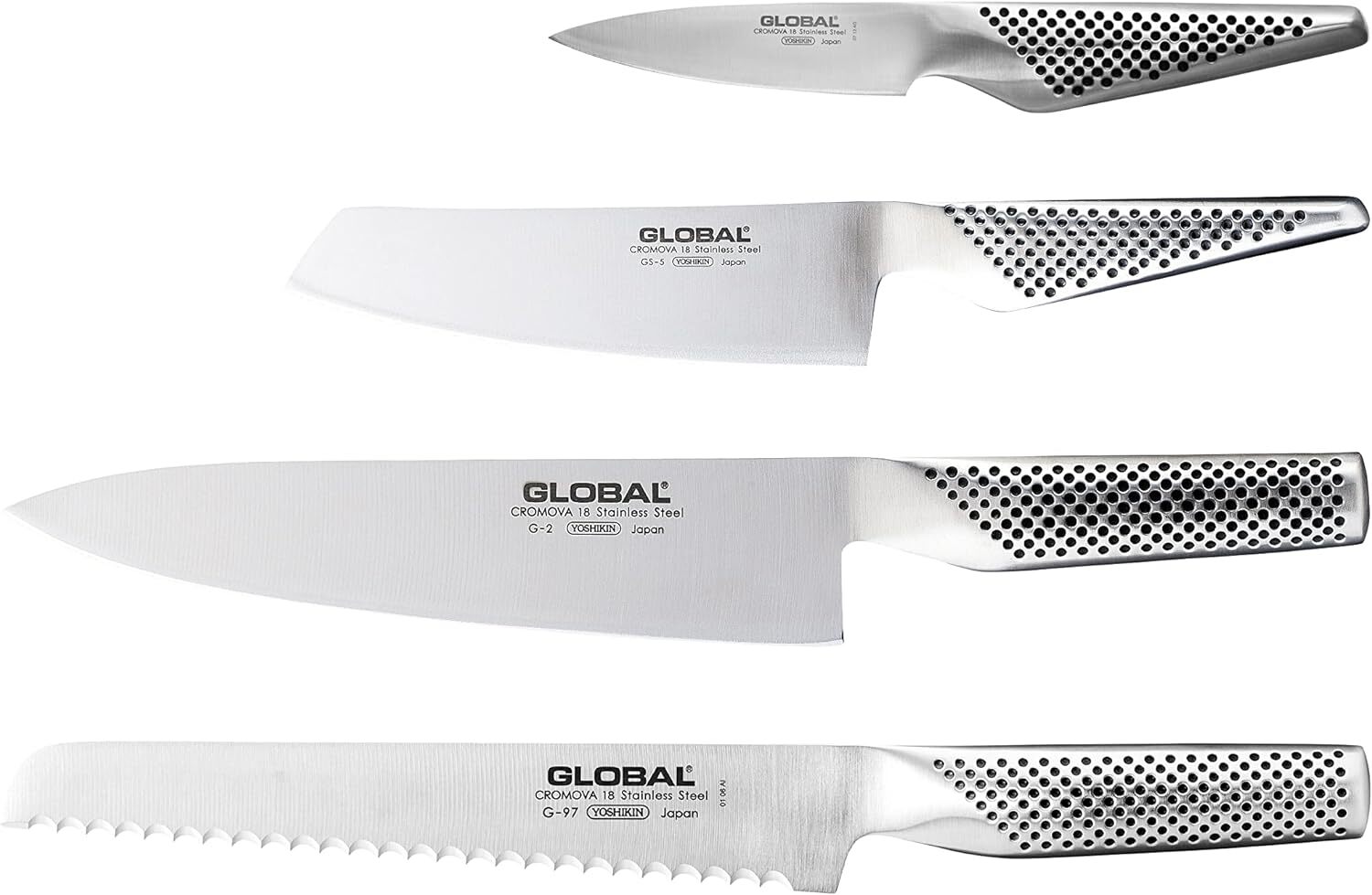 Global Hashira 5-Piece Japanese Knife Block Set Maple Stainless Steel - Made in Japan V563-79670