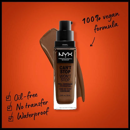 NYX Professional Makeup Can't Stop Won't Stop Full Coverage Liquid Foundation - 22 Deep Cool V563-800897181123