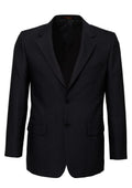 Mens Suit Jacket 2 Button Pinstripe Business Work Blazer Fully Lined - Black - 112