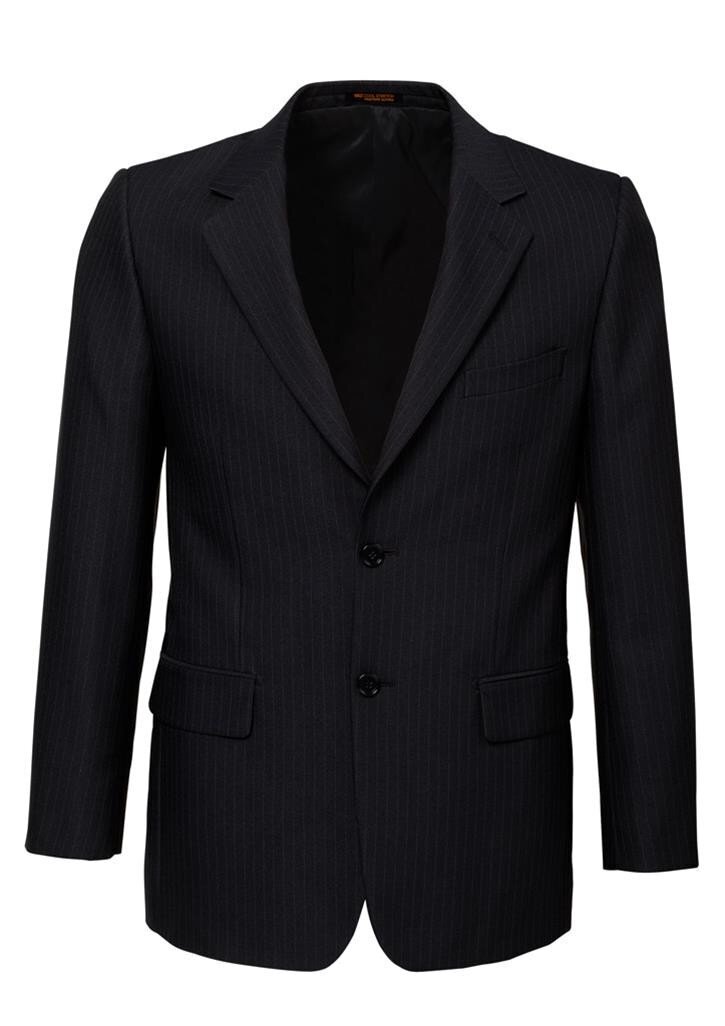Mens Suit Jacket 2 Button Pinstripe Business Work Blazer Fully Lined - Black - 117