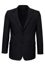 Mens Suit Jacket 2 Button Pinstripe Business Work Blazer Fully Lined - Black - 122