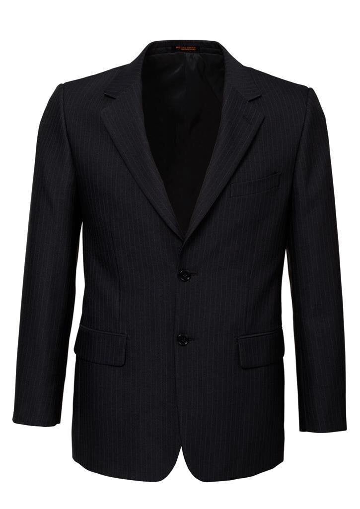 Mens Suit Jacket 2 Button Pinstripe Business Work Blazer Fully Lined - Black - 132