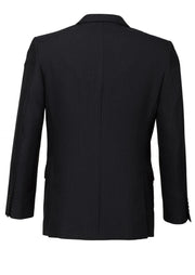 Mens Suit Jacket 2 Button Pinstripe Business Work Blazer Fully Lined - Black - 137
