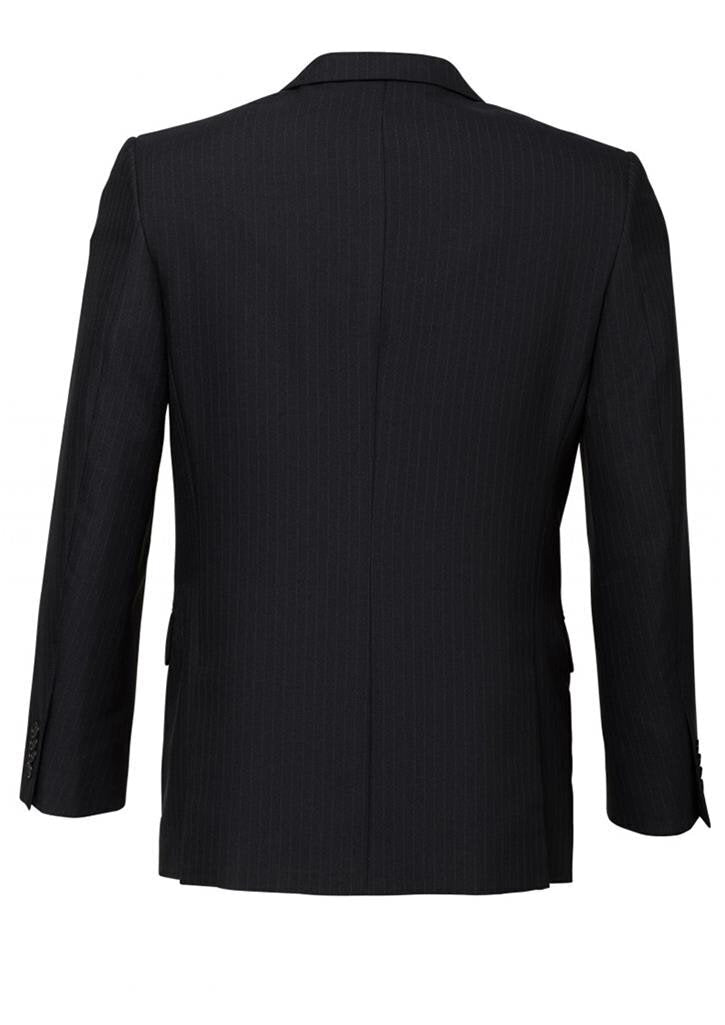 Mens Suit Jacket 2 Button Pinstripe Business Work Blazer Fully Lined - Black - 137
