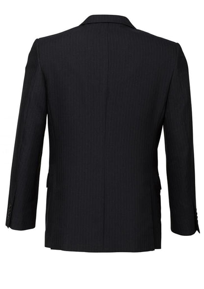 Mens Suit Jacket 2 Button Pinstripe Business Work Blazer Fully Lined - Black - 137 V563-80211-BLACK-137