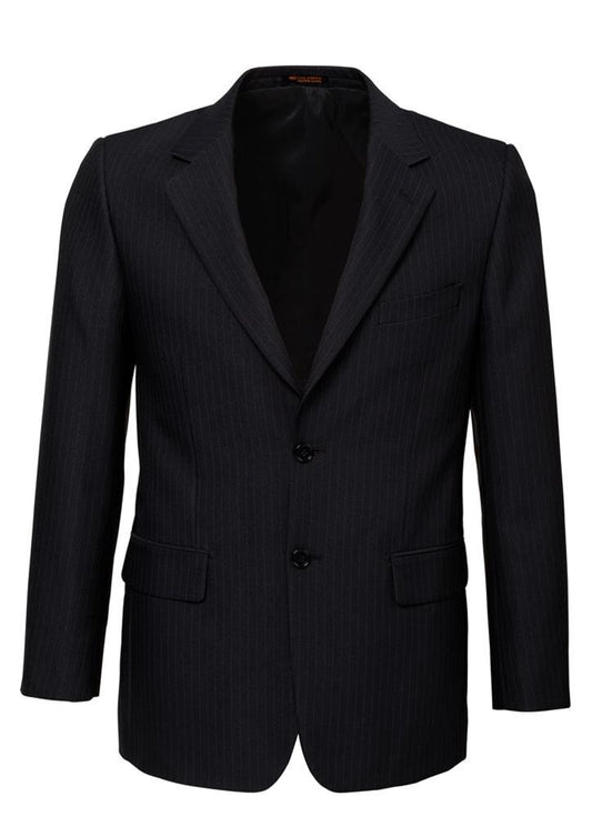 Mens Suit Jacket 2 Button Pinstripe Business Work Blazer Fully Lined - Black - 92 V563-80211-BLACK-92