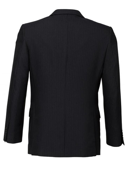 Mens Suit Jacket 2 Button Pinstripe Business Work Blazer Fully Lined - Black - 92 V563-80211-BLACK-92