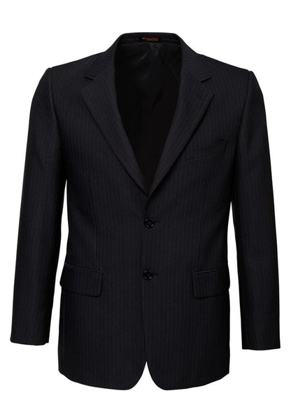 Mens Suit Jacket 2 Button Pinstripe Business Work Blazer Fully Lined - Black - 97 V563-80211-BLACK-97