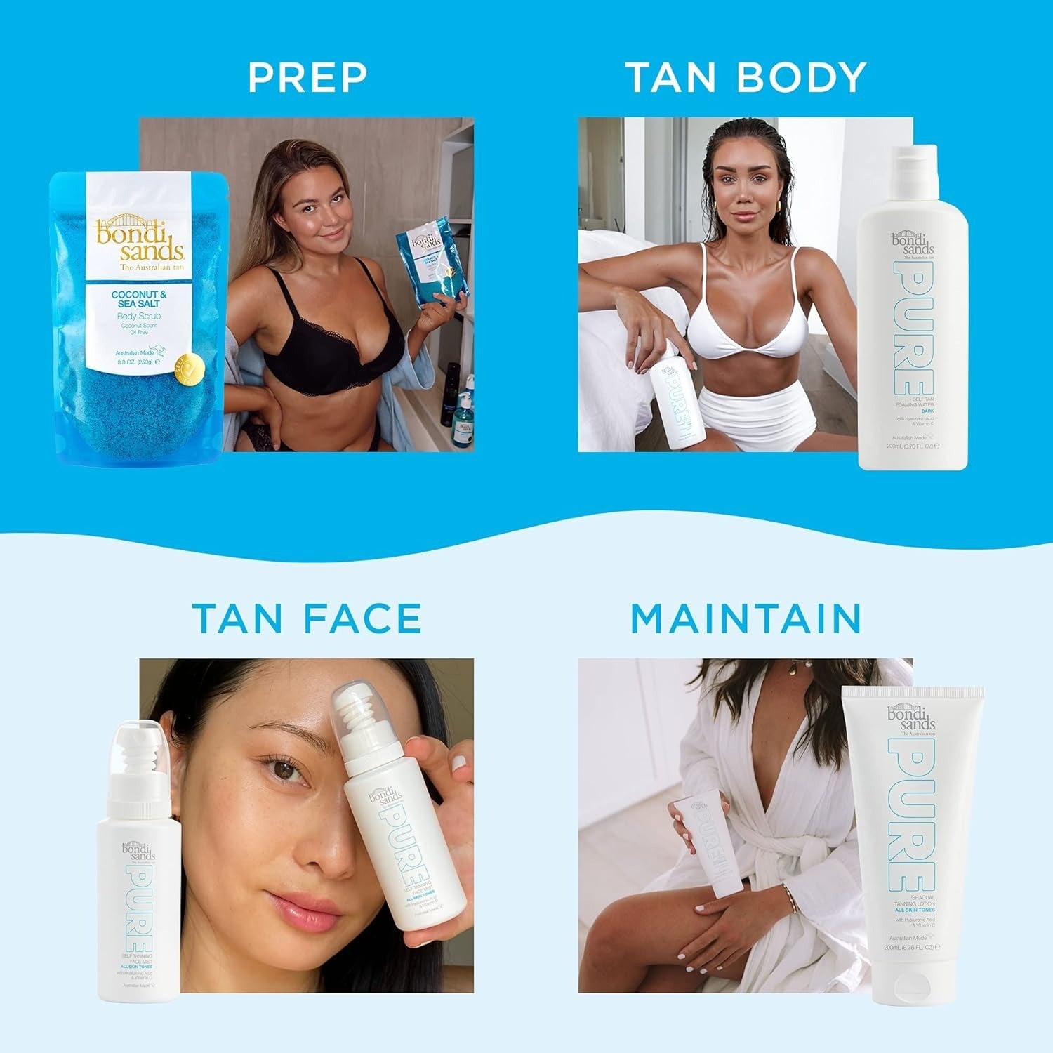 Bondi Sands 200m L Pure Self Tanning Foaming Water w/ Hyaluronic Acid Vegan V563-810020170566