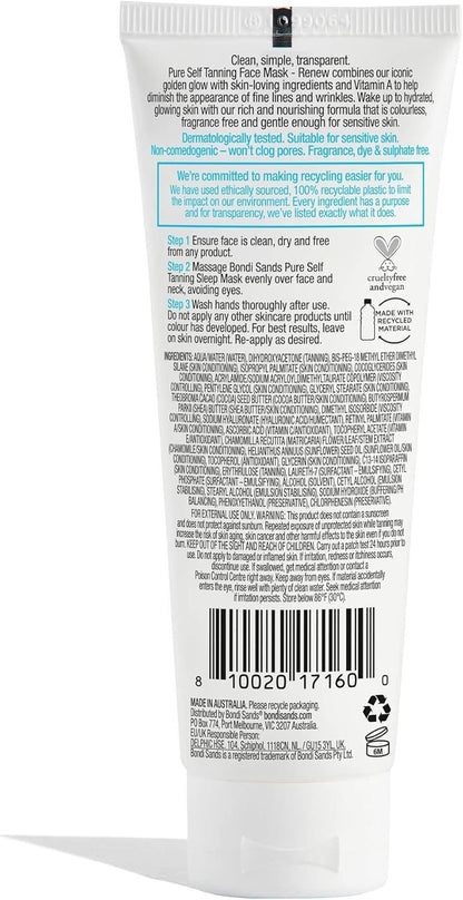 Bondi Sands 75m L Pure Self Tanning Sleep Mask Renew Hyaluronic Acid & Vitamin A V563-810020171600