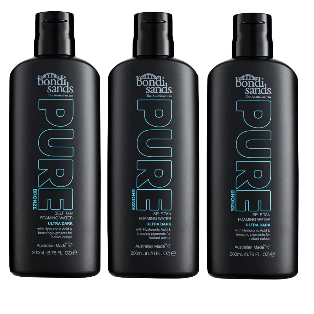 3x Bondi Sands 200ml Pure Bronze Self Tan Tanning Foaming Water Ultra Dark V563-810020173215-3PCS