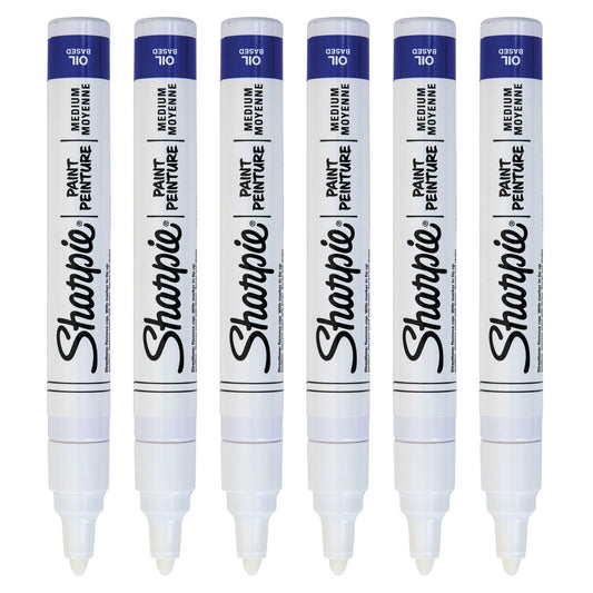 6x Sharpie Oil-Based Paint Markers in White Medium Point V563-81971-1PK_6X
