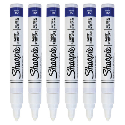 6x Sharpie Oil-Based Paint Markers in White Medium Point V563-81971-1PK_6X