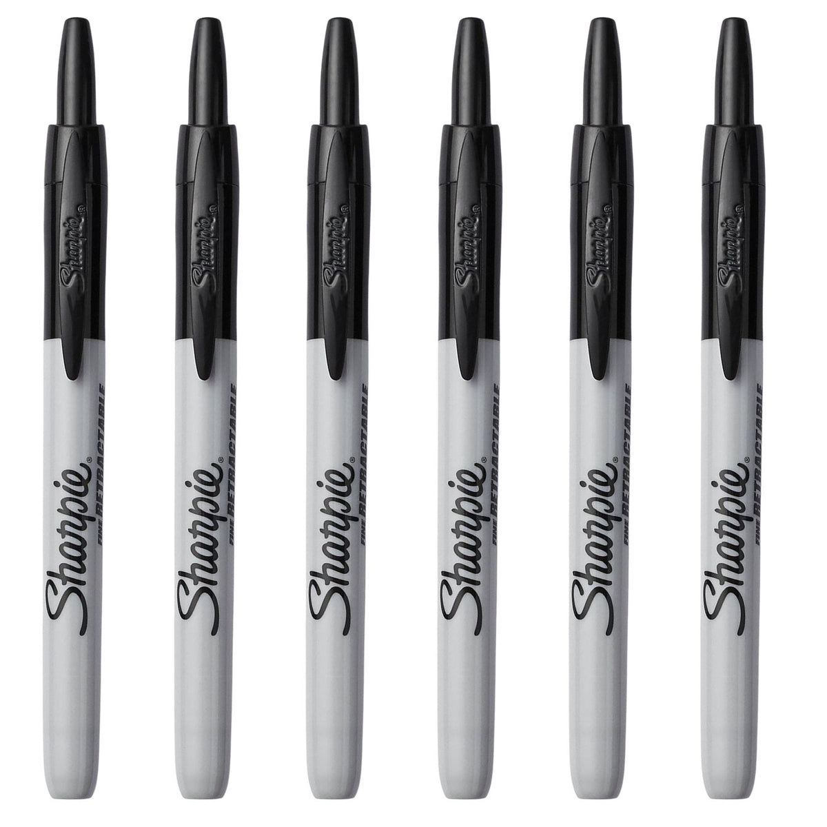 6x Sharpie Fine Point Retractable Permanent Markers - Black V563-81973-1PK_6X