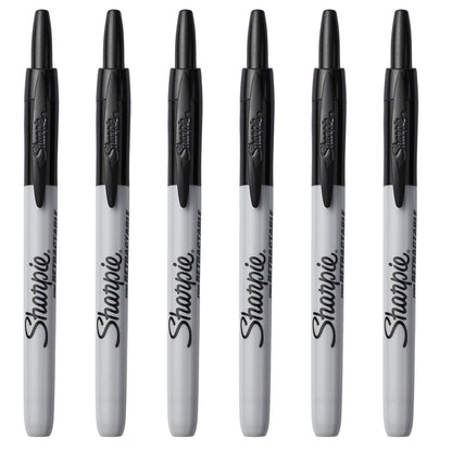 6x Sharpie Fine Point Retractable Permanent Markers - Black V563-81973-1PK_6X