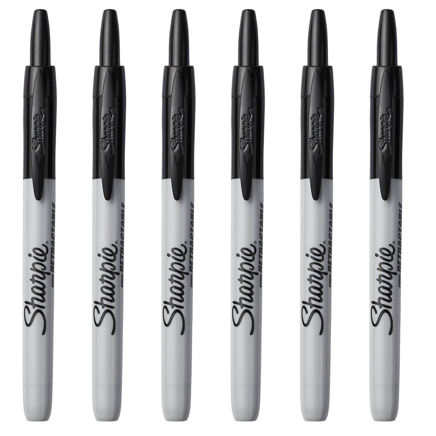 6x Sharpie Fine Point Retractable Permanent Markers - Black V563-81973-1PK_6X