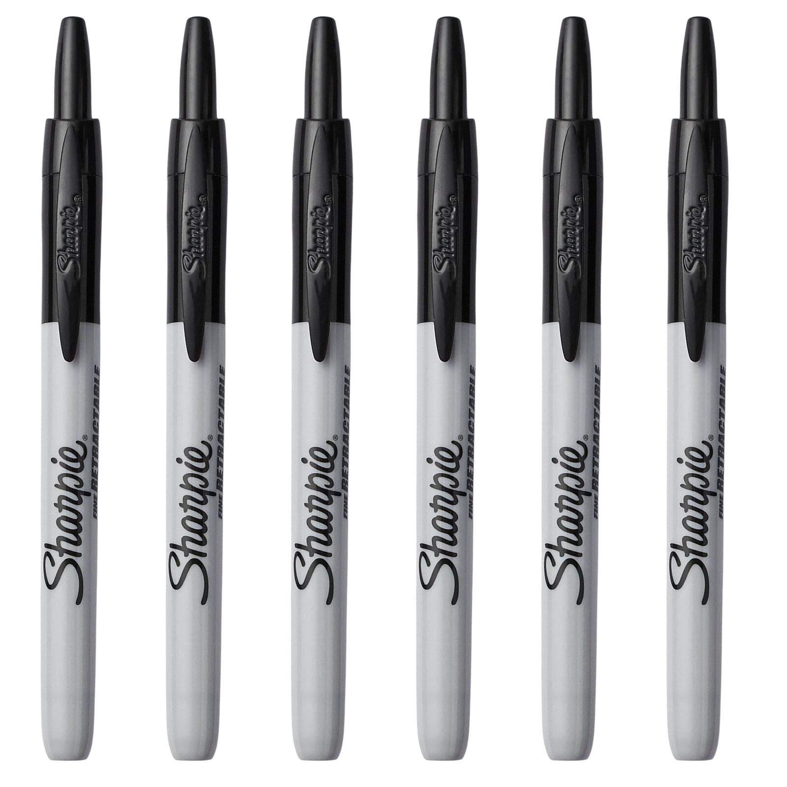 6x Sharpie Fine Point Retractable Permanent Markers - Black V563-81973-1PK_6X