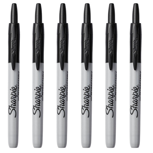 6x Sharpie Fine Point Retractable Permanent Markers - Black V563-81973-1PK_6X