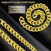Adjustable Big Links Plastic Gold Color Chain Necklace Chunky Choker Party Costume Pimp