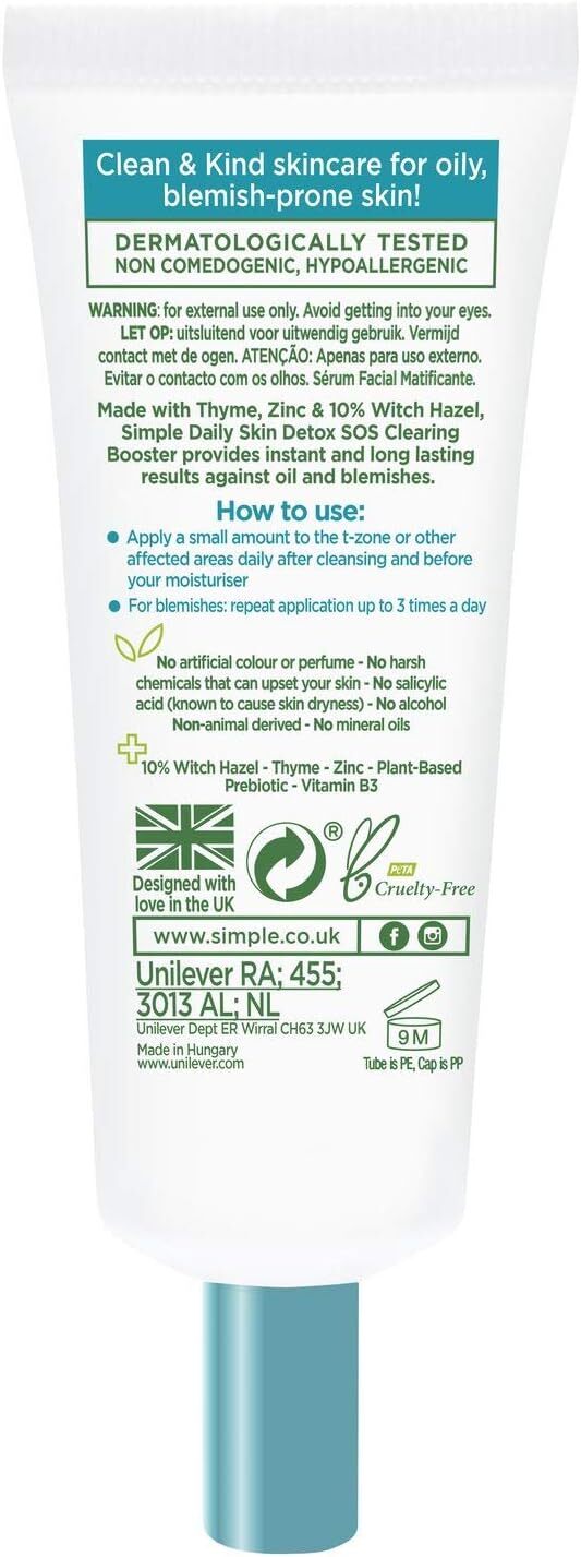 Simple 25ml SOS Clearing Booster Long Lasting Shine & Blemish Control V563-8710447473832