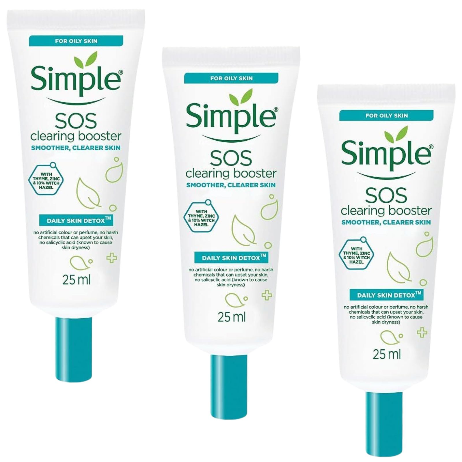 3x Simple 25ml SOS Clearing Booster Long Lasting Shine & Blemish Control V563-8710447473832_3X