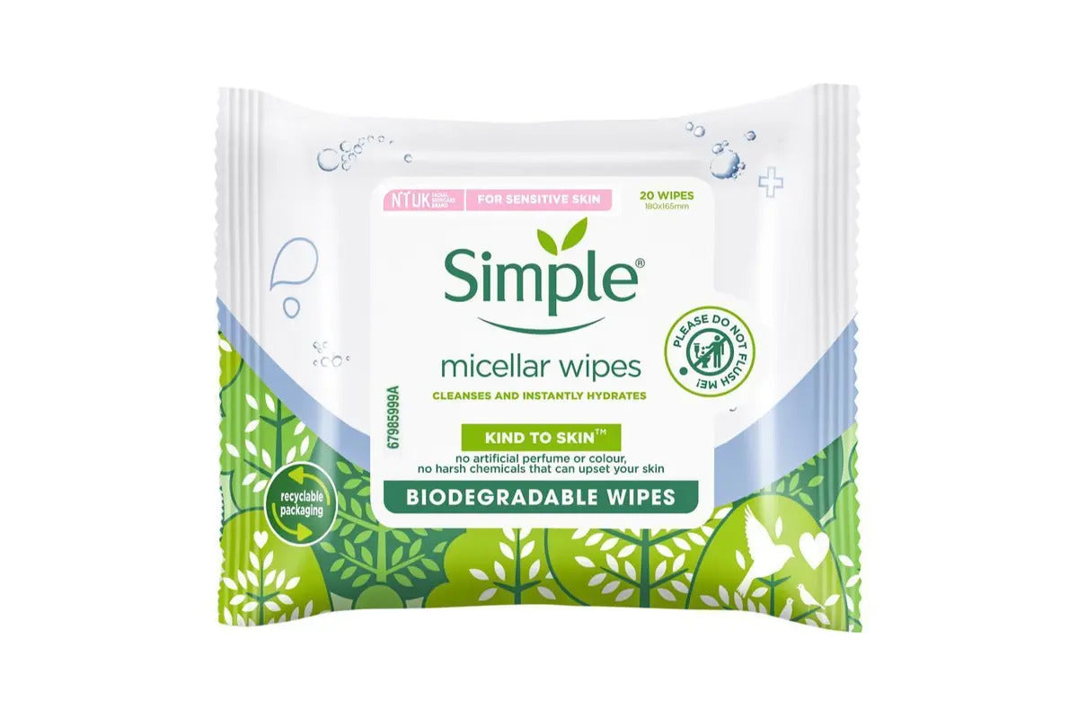 1 Pack of 20 Simple Micellar Wipes For Sensitive Skin V563-8710847959417