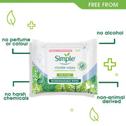1 Pack of 20 Simple Micellar Wipes For Sensitive Skin V563-8710847959417