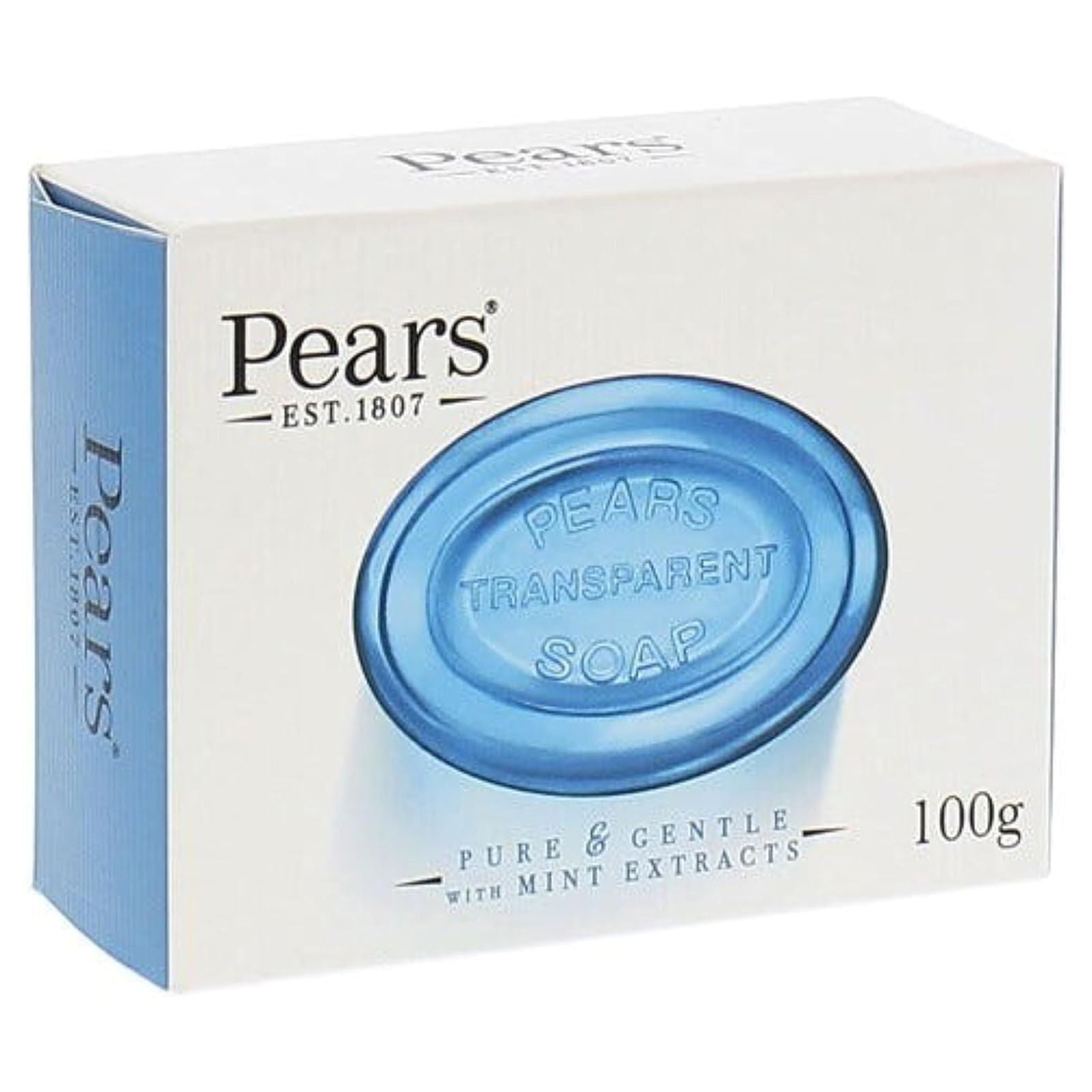 Pears Transparent Soap Bar Pure and Gentle with Mint Extracts 100g V563-8901030545825