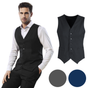 Mens Peaked Vest Waistcoat w/ Knitted Back Suit Formal Wedding Dress Up - Navy - 87 V563-90111-NAVY-87