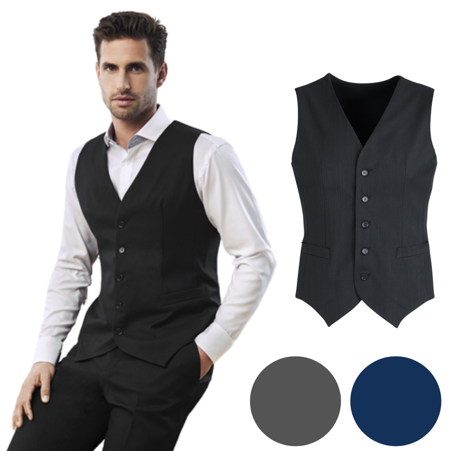 Mens Peaked Vest Waistcoat w/ Knitted Back Suit Formal Wedding Dress Up - Navy - 87 V563-90111-NAVY-87