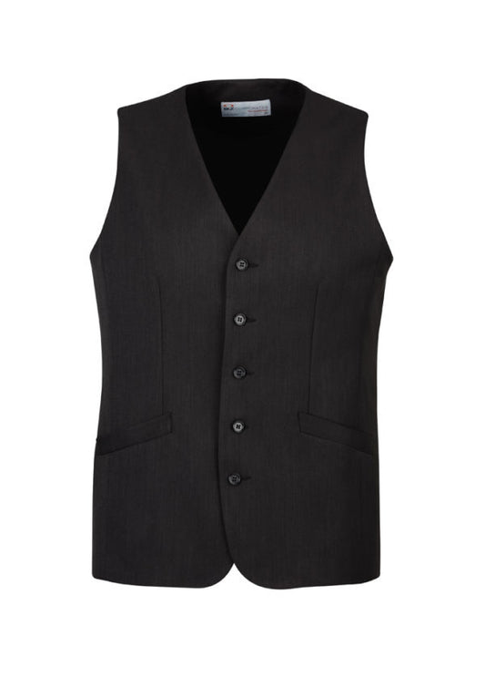 Mens Bamboo Blend Longline Vest Waistcoat w/ Stretch Business Forrnal Dress - Charcoal - 92 V563-90112-CHARCL-92