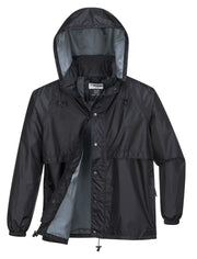 HUSKI STRATUS RAIN JACKET Waterproof Workwear Concealed Hood Windproof Packable - Black - 4XL V563-918032-STRATUS-BLK-4XL