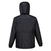 HUSKI STRATUS RAIN JACKET Waterproof Workwear Concealed Hood Windproof Packable - Black - 5XL V563-918032-STRATUS-BLK-5XL