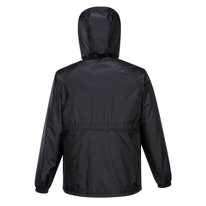 HUSKI STRATUS RAIN JACKET Waterproof Workwear Concealed Hood Windproof Packable - Black - L V563-918032-STRATUS-BLK-L