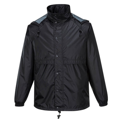 HUSKI STRATUS RAIN JACKET Waterproof Workwear Concealed Hood Windproof Packable - Black - S V563-918032-STRATUS-BLK-S