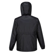 HUSKI STRATUS RAIN JACKET Waterproof Workwear Concealed Hood Windproof Packable - Black - S V563-918032-STRATUS-BLK-S