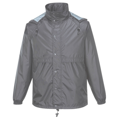 HUSKI STRATUS RAIN JACKET Waterproof Workwear Concealed Hood Windproof Packable - Charcoal - S V563-918032-STRATUS-CHRCOL-S