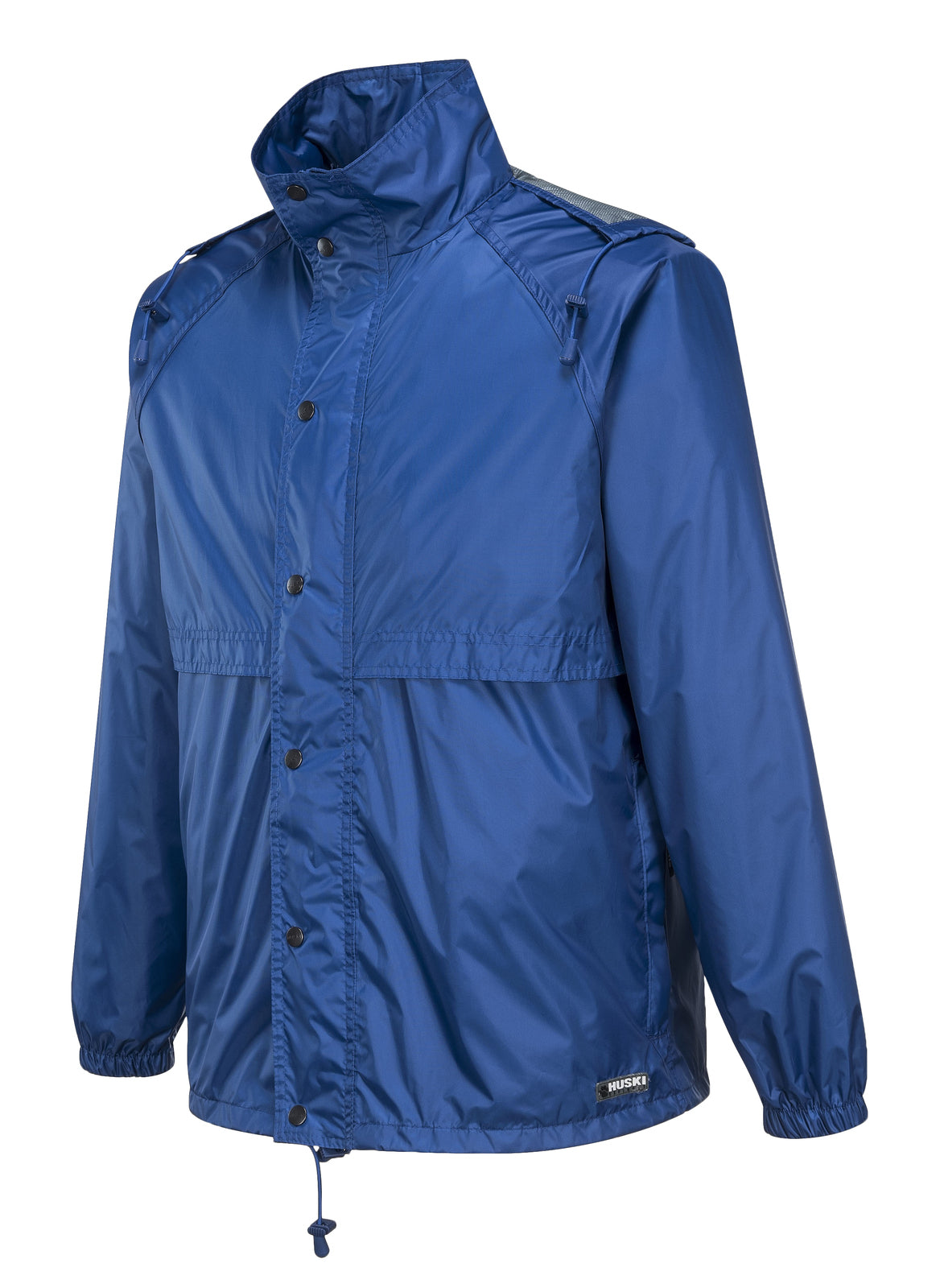 HUSKI STRATUS RAIN JACKET Waterproof Workwear Concealed Hood Windproof Packable - Cobalt - L V563-918032-STRATUS-COBL-L