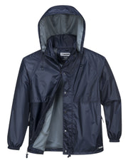 HUSKI STRATUS RAIN JACKET Waterproof Workwear Concealed Hood Windproof Packable - Navy Blue - M V563-918032-STRATUS-NAVYBLU-M