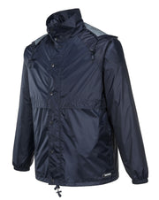 HUSKI STRATUS RAIN JACKET Waterproof Workwear Concealed Hood Windproof Packable - Navy Blue - S V563-918032-STRATUS-NAVYBLU-S