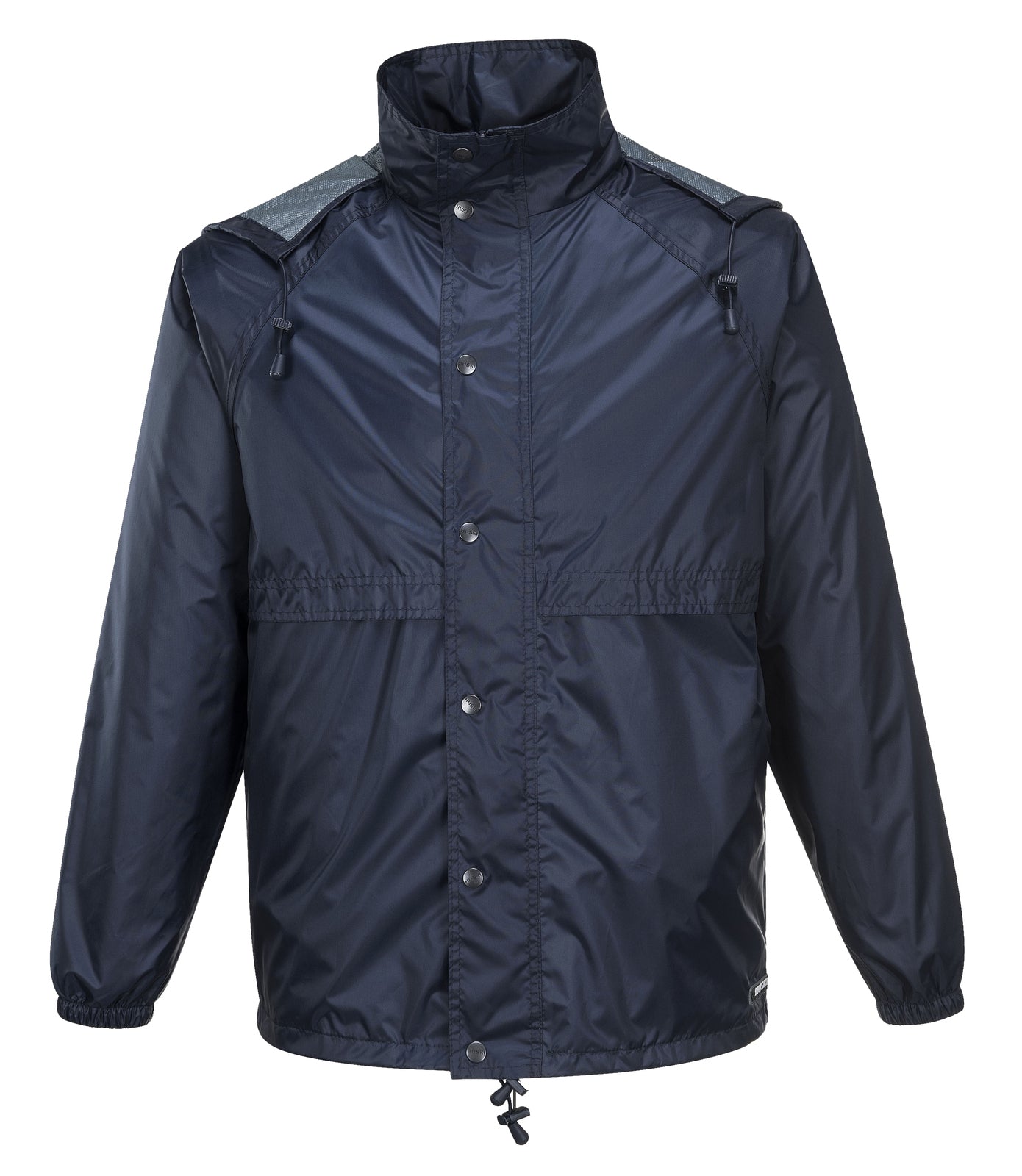 HUSKI STRATUS RAIN JACKET Waterproof Workwear Concealed Hood Windproof Packable - Navy Blue - S V563-918032-STRATUS-NAVYBLU-S