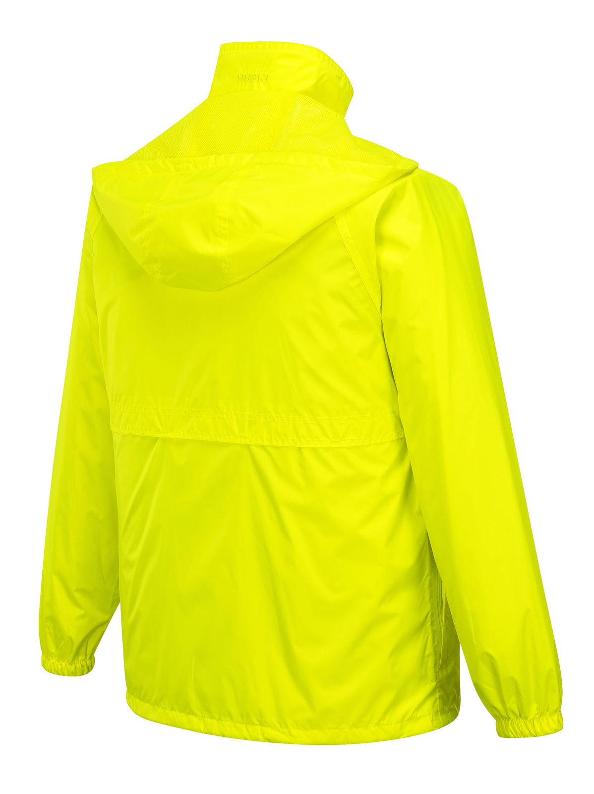 HUSKI STRATUS RAIN JACKET Waterproof Workwear Concealed Hood Windproof Packable - Yellow Fluro - S V563-918032-STRATUS-YLWFLU-S