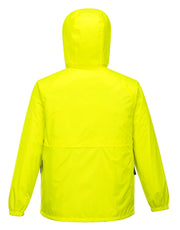 HUSKI STRATUS RAIN JACKET Waterproof Workwear Concealed Hood Windproof Packable - Yellow Fluro - S V563-918032-STRATUS-YLWFLU-S