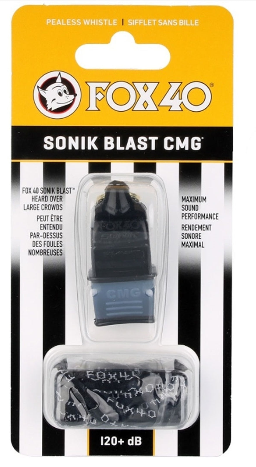 Fox 40 Sonik Blast CMG Pealess Whistle Outdoor Safety Referee Sports - Black V563-9201-0008
