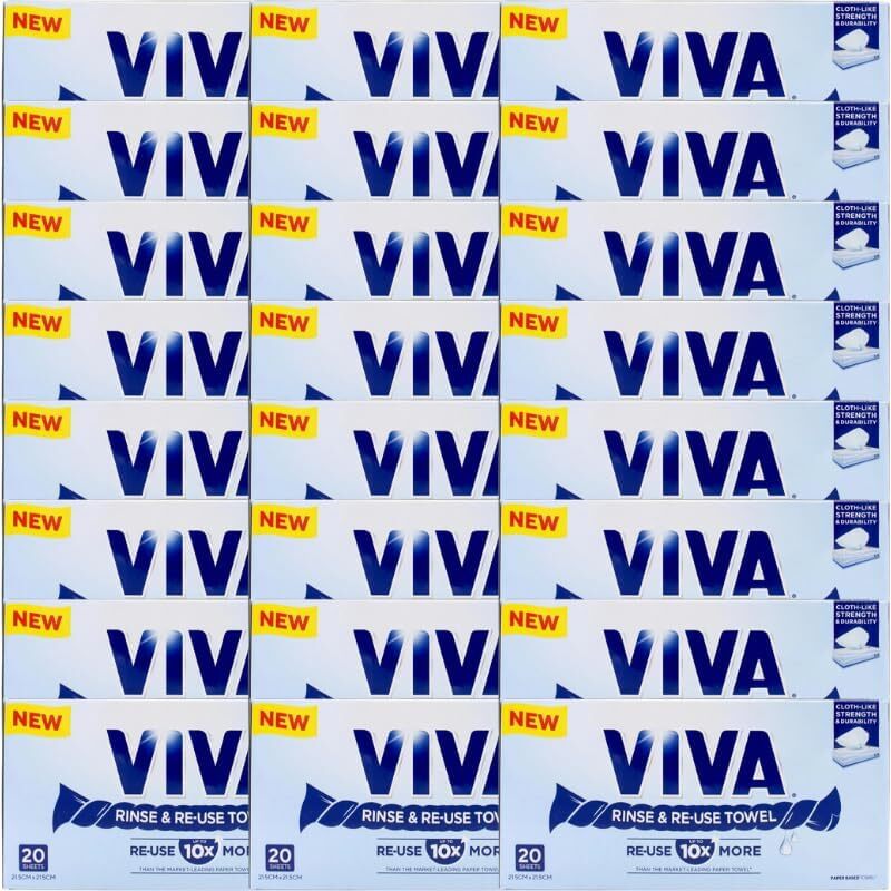 480x Viva Paper Towel Rinse & Re-Use Towel Reusable 20 Sheets x 24 Packs Bulk Box V563-9310088013849-24PCS