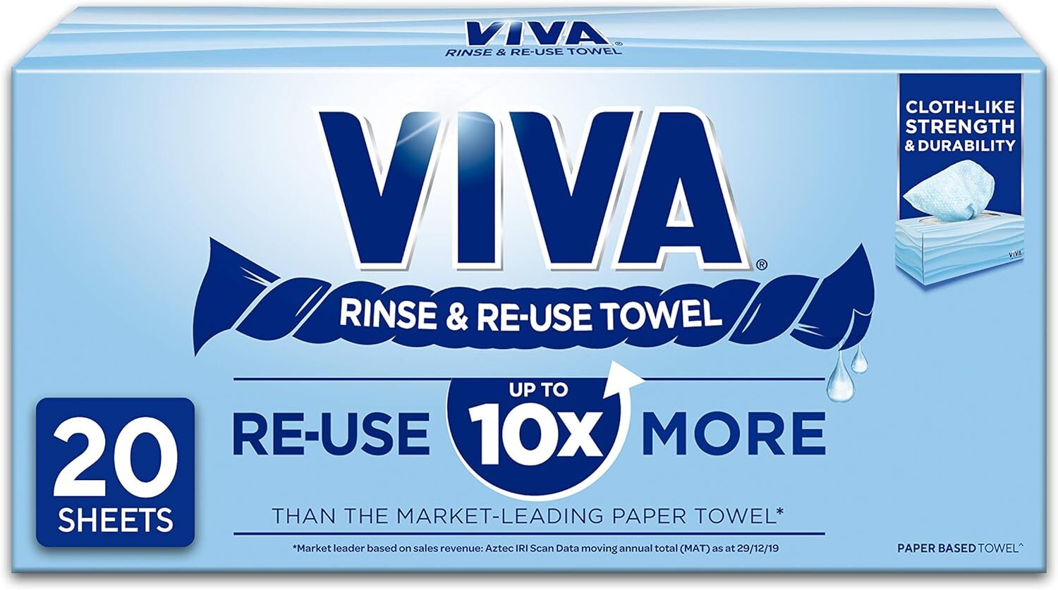 480x Viva Paper Towel Rinse & Re-Use Towel Reusable 20 Sheets x 24 Packs Bulk Box V563-9310088013849-24PCS