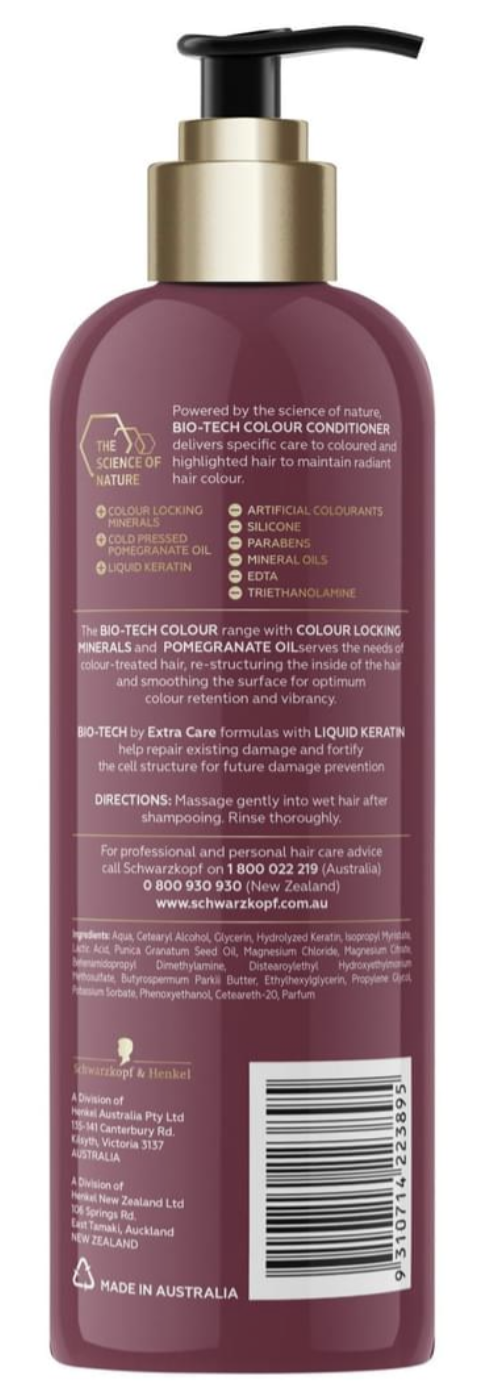 Schwarzkopf Bio-Tech Conditioner + Colour Locking Minerals Pomegranate Oil 500ml V563-9310714223895